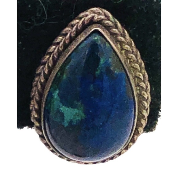 Sterling Silver Earrings Malachite Lapis Teardrop Eilat Stone 925 - Picture 6 of 7